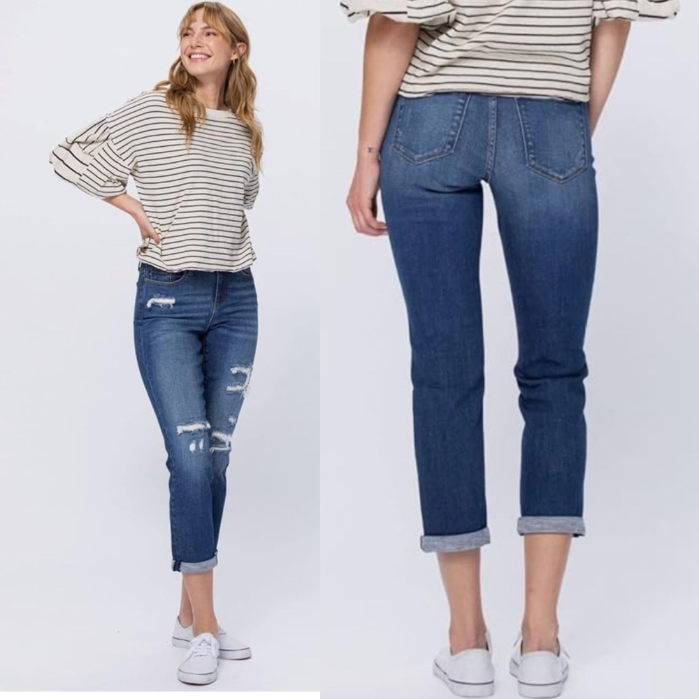 Judy Blue Boyfriend Thermal Patch Mid-Rise Jeans‎ size 5/27 Style: 88306
